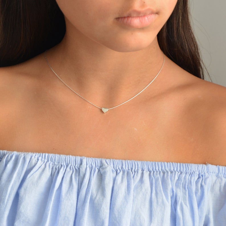 Gold Heart Necklace tiny heart charm necklace