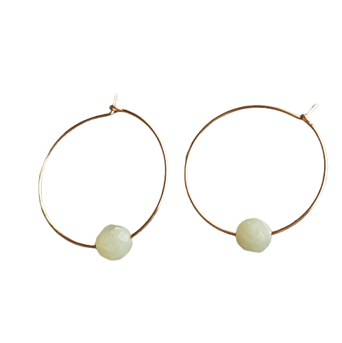 Green Jade Hoop Earrings