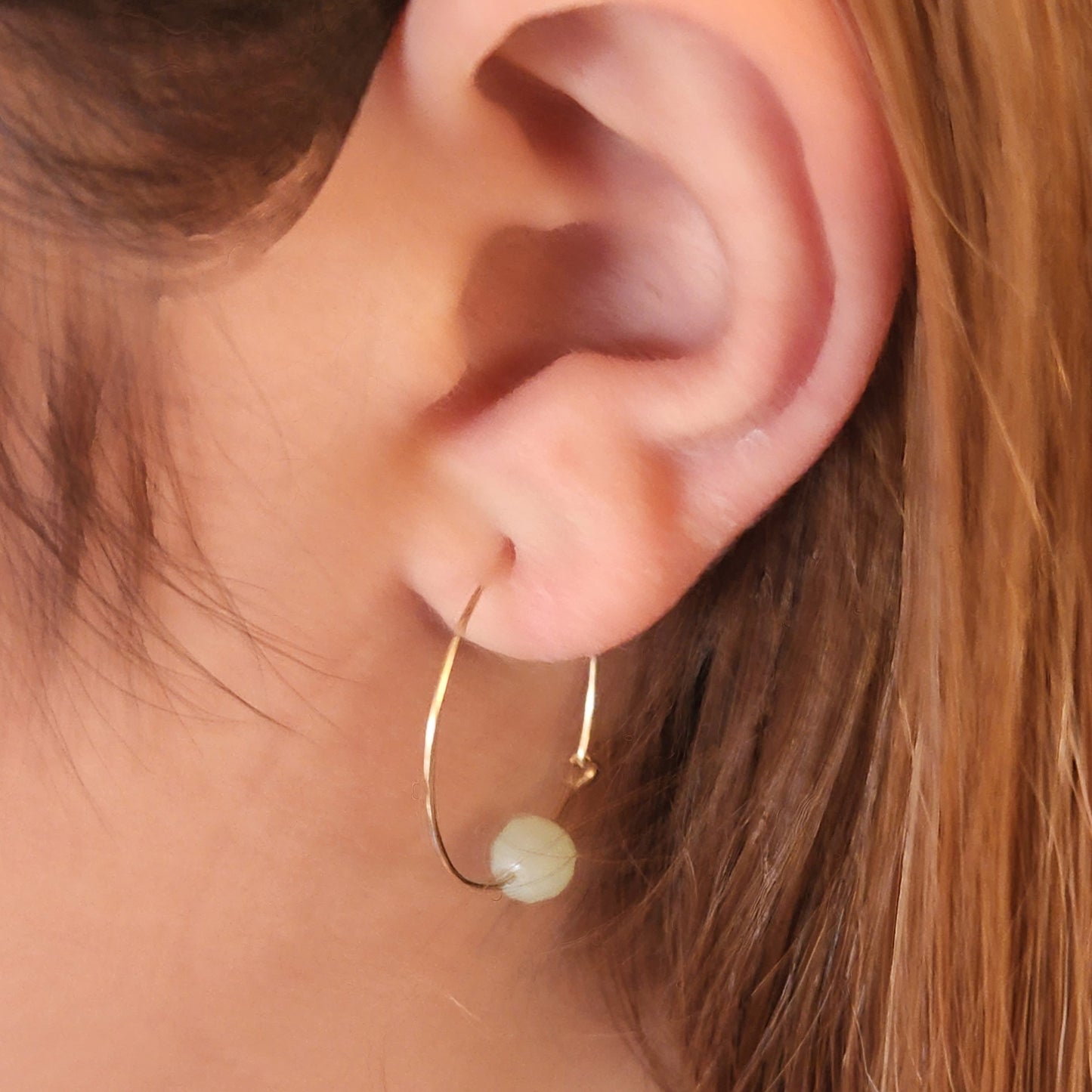 Green Jade Hoop Earrings