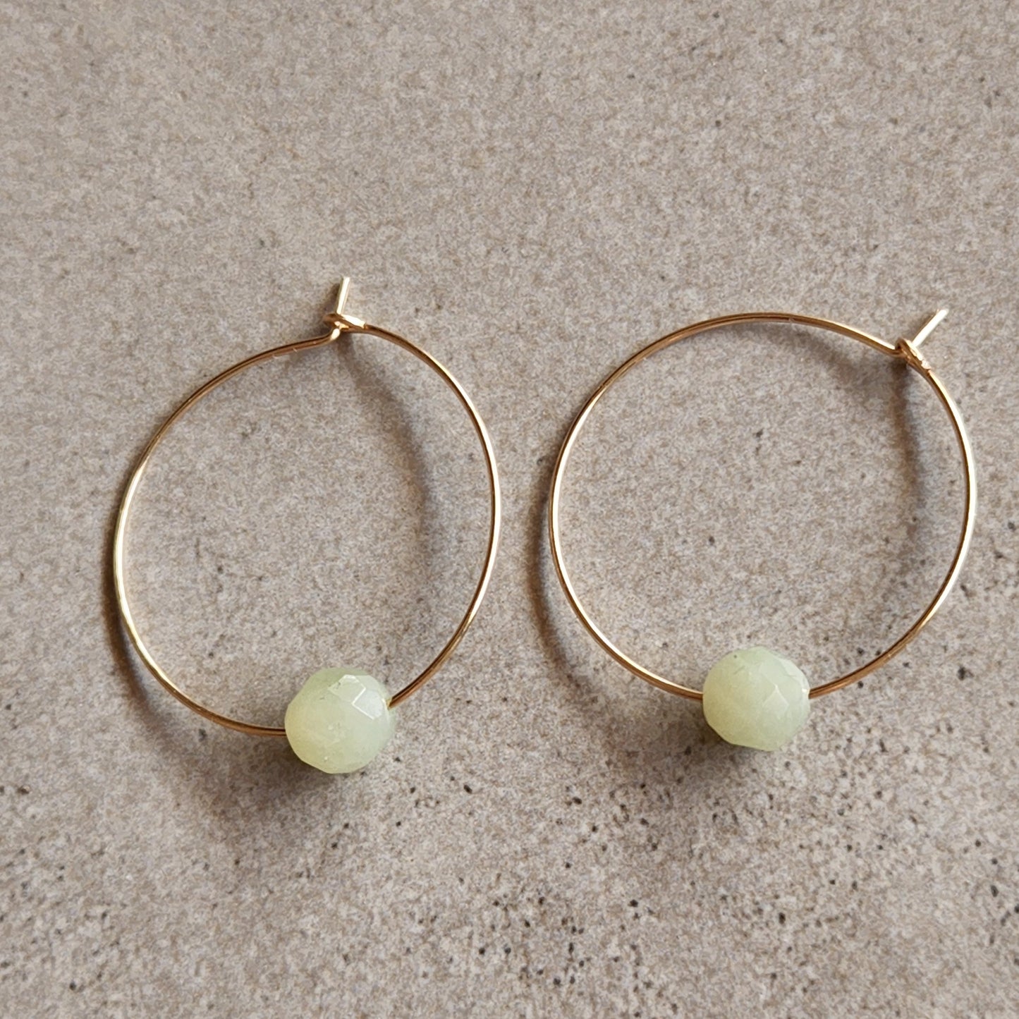 Green Jade Hoop Earrings