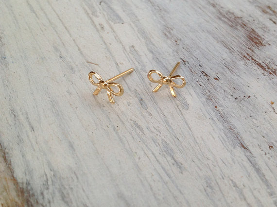 Bow tie ribbon studs women girl jewelry earrings