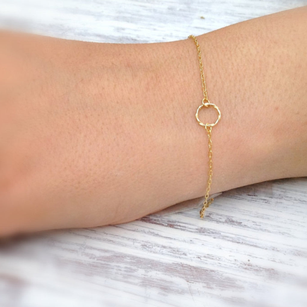 Gold circle bracelet karma eternity bracelet gold filled friendship bracelet