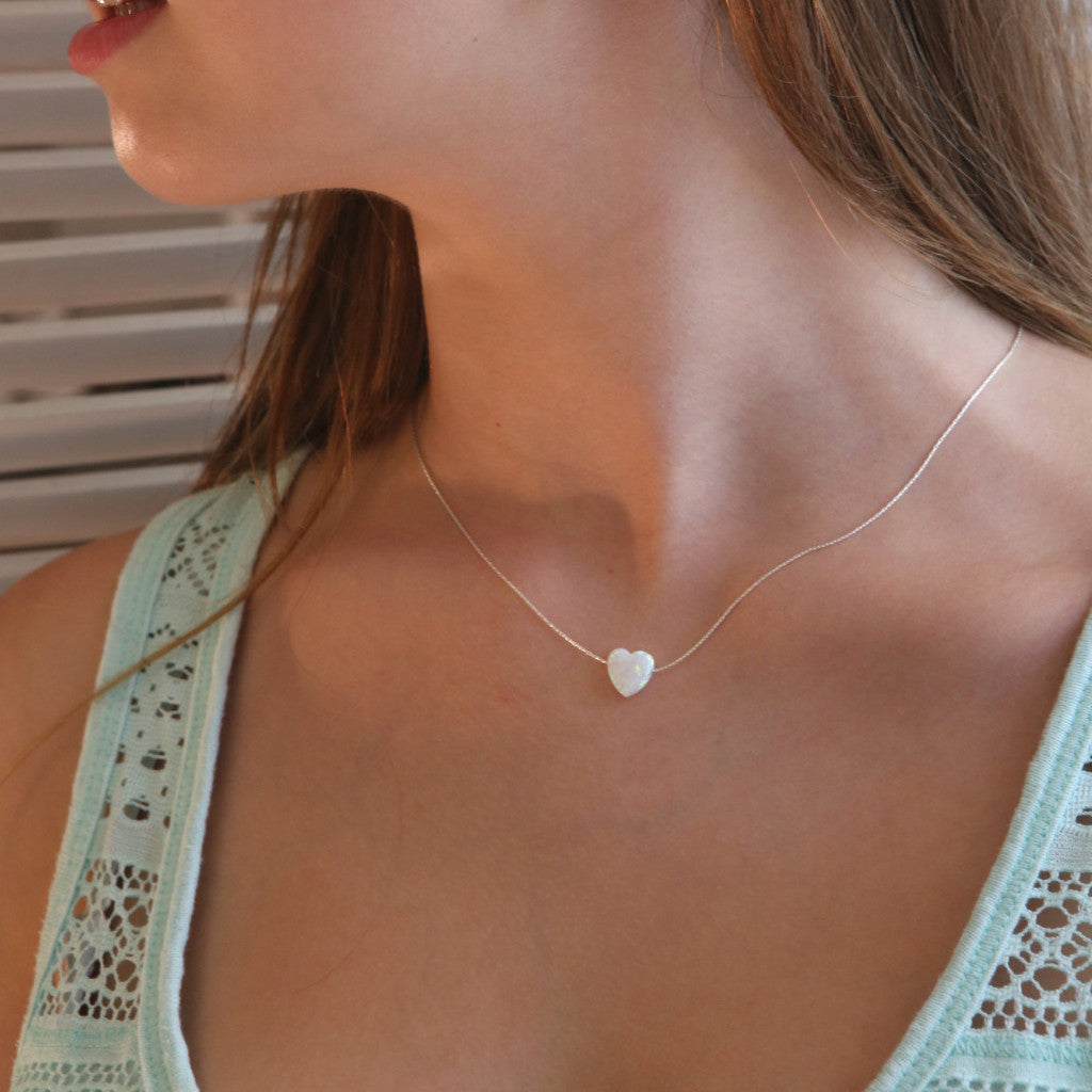 opal heart necklace