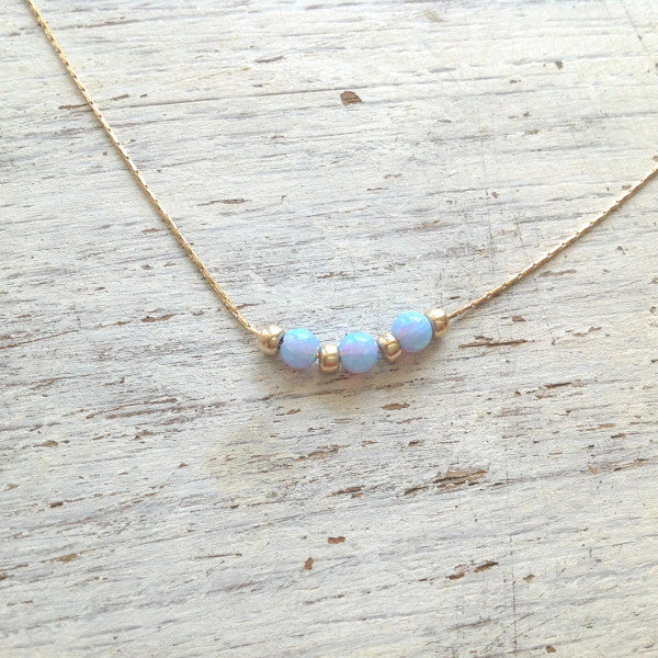 Delicate Blue Opal necklace for everyday wear.