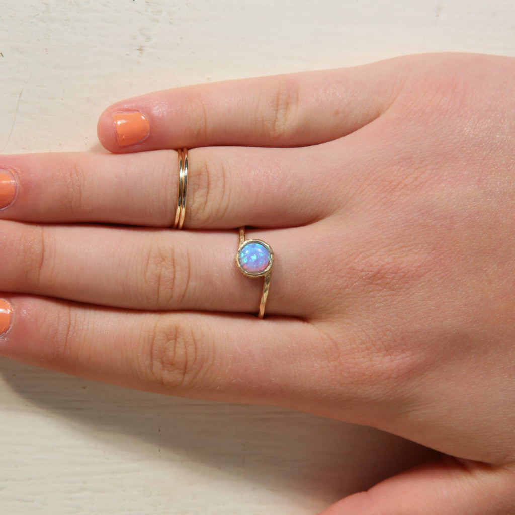 Opal ring blue opal jewelry October birthstone 14k gold filled ring