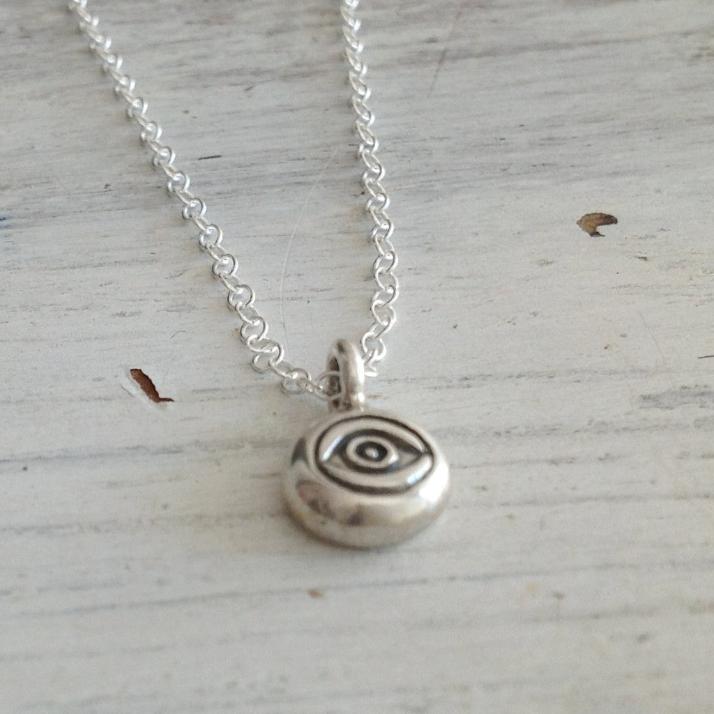 Tiny Evil Eye Necklace in Silver