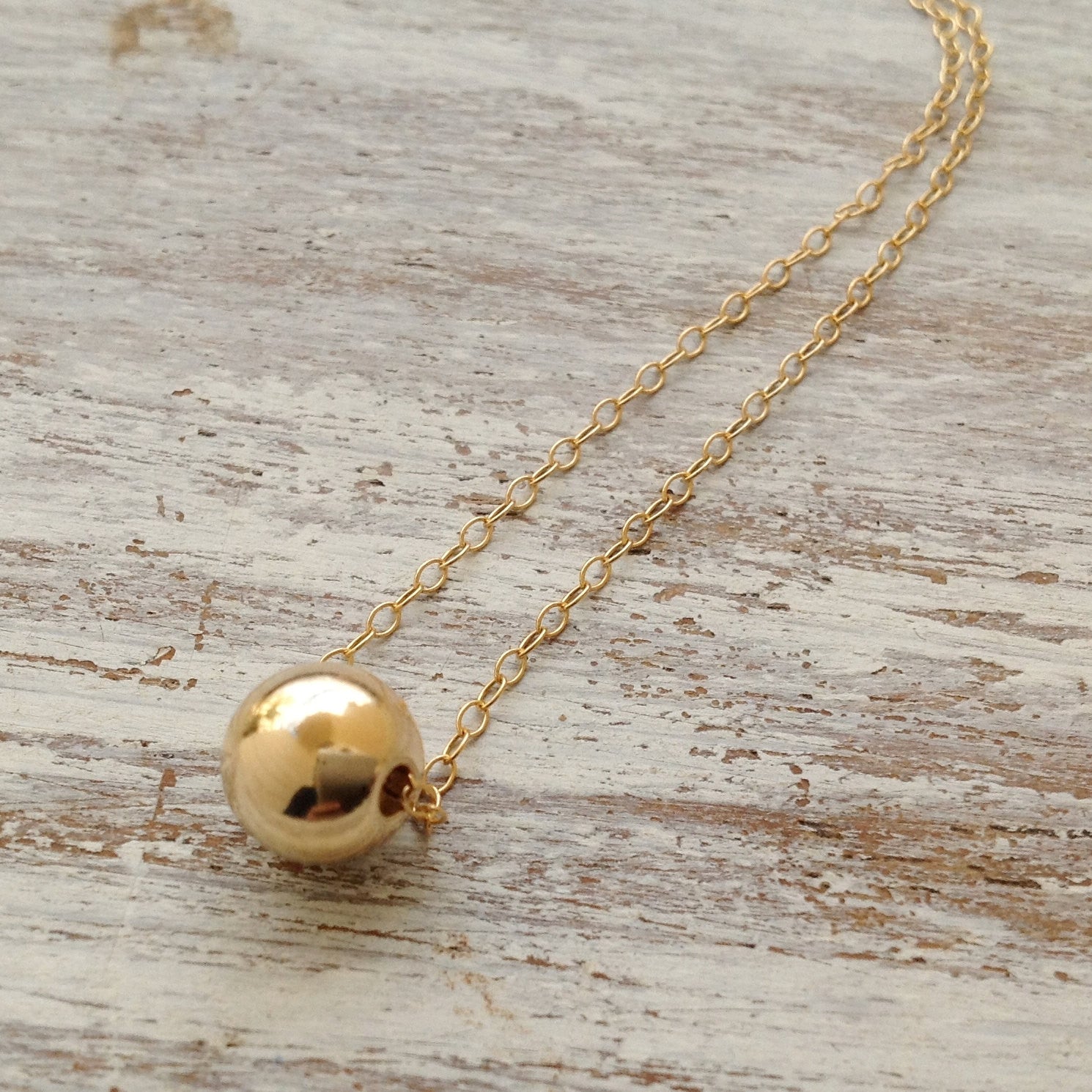 gold ball necklace, Gold necklace, Ball necklace, Gold bead necklace ...