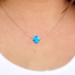 Rose gold filled opal  turquoise Hamsa necklace