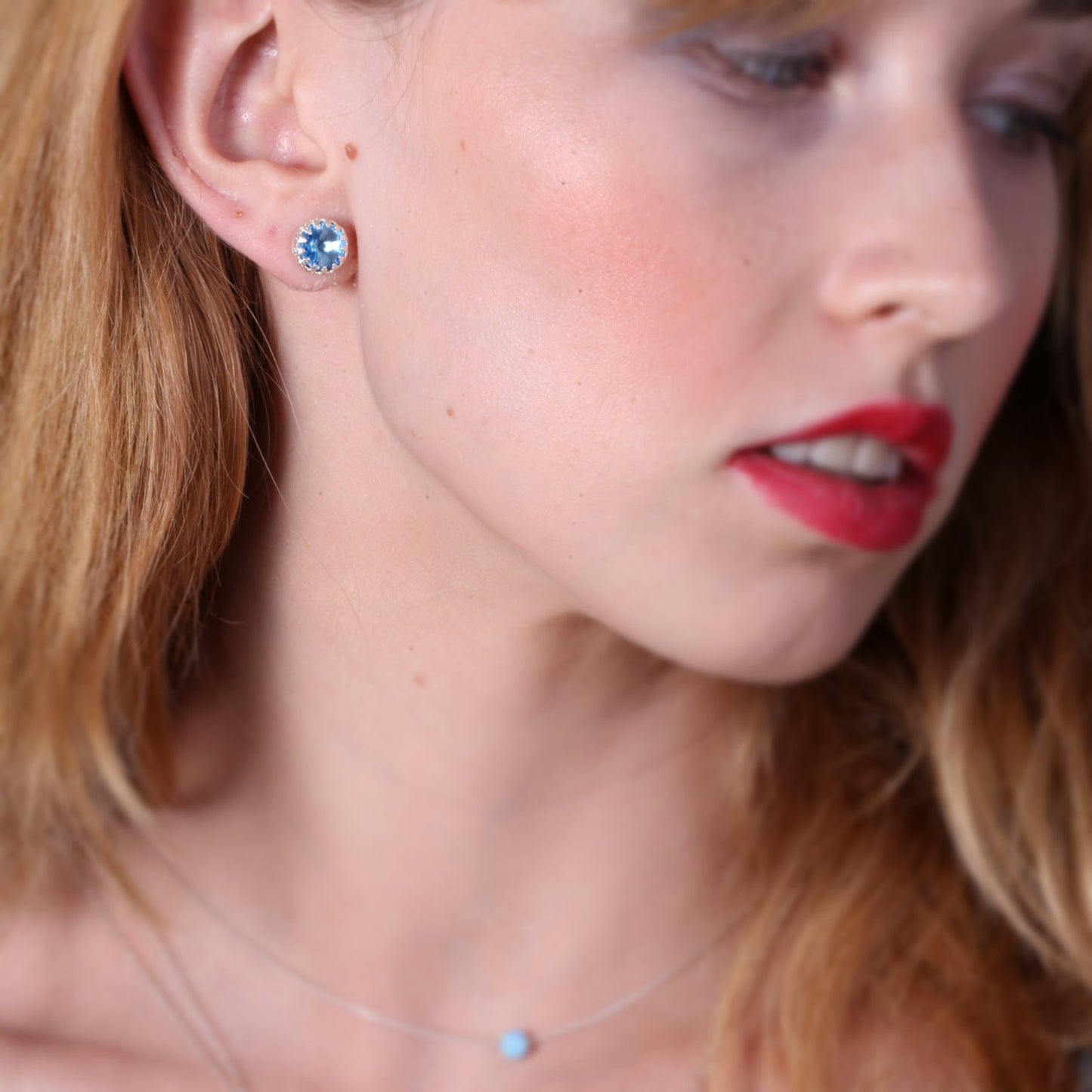 Silver Aquamarine Stud Earrings