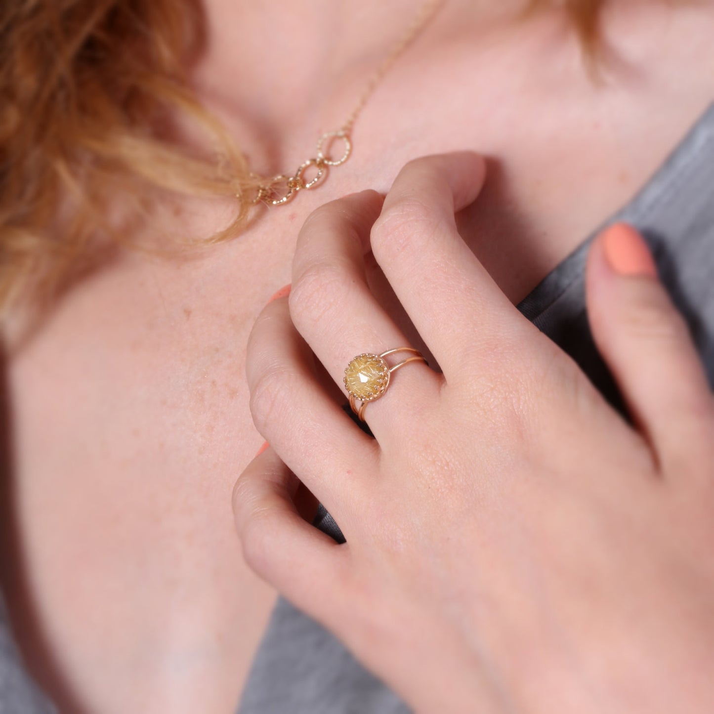 yellow quartz ring