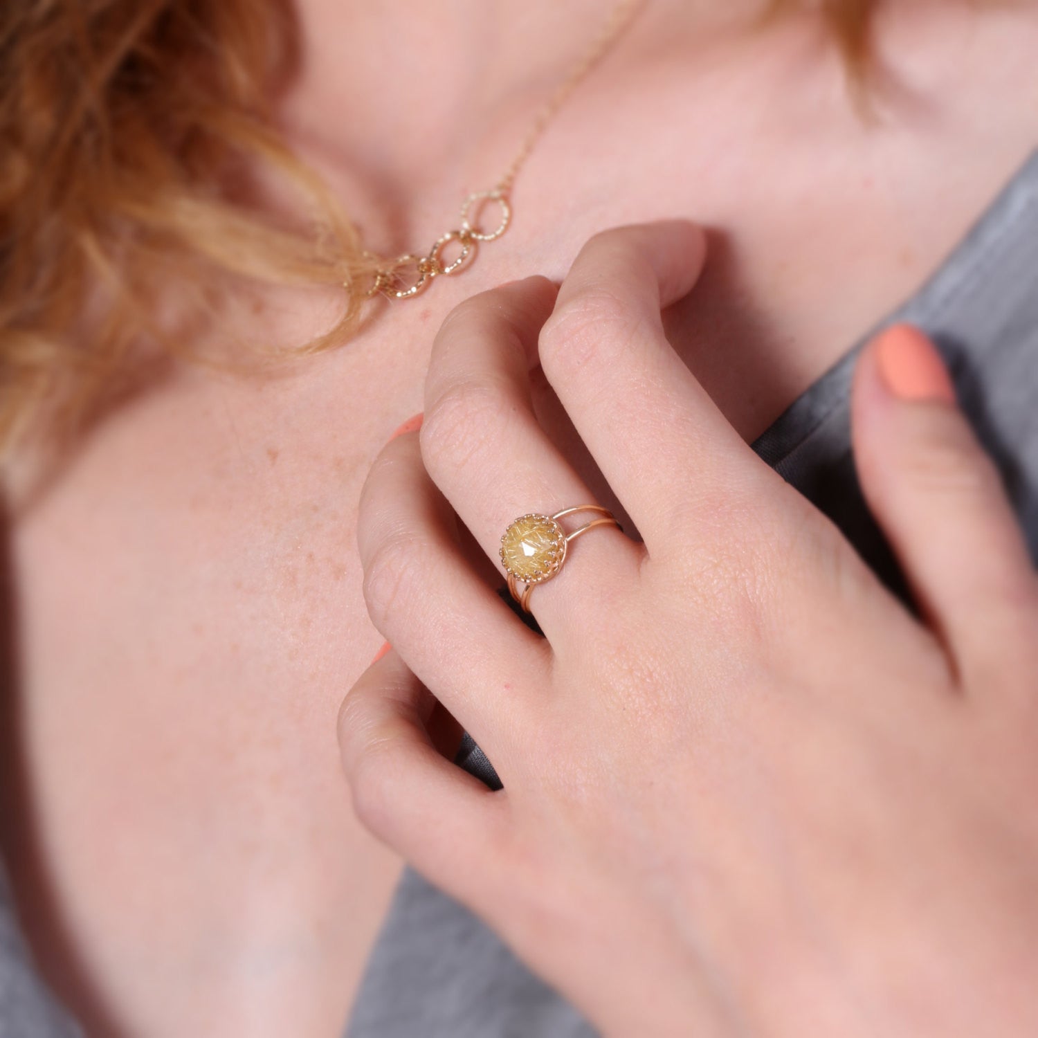 yellow quartz ring