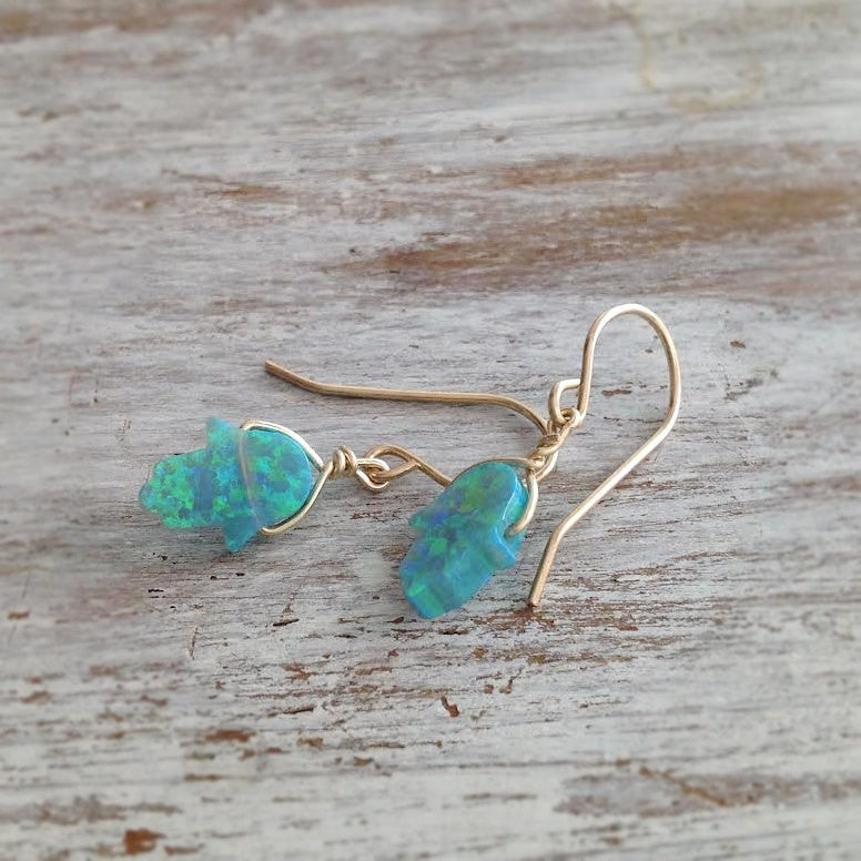 Green opal earrings