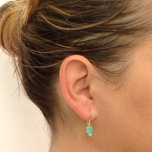 opal hamsa earrings