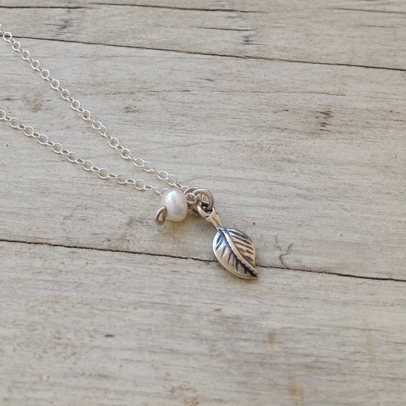 Silver leaf necklace