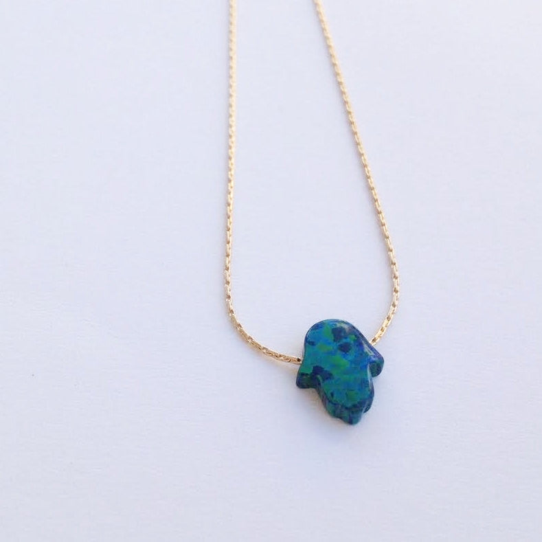 opal hamsa necklace