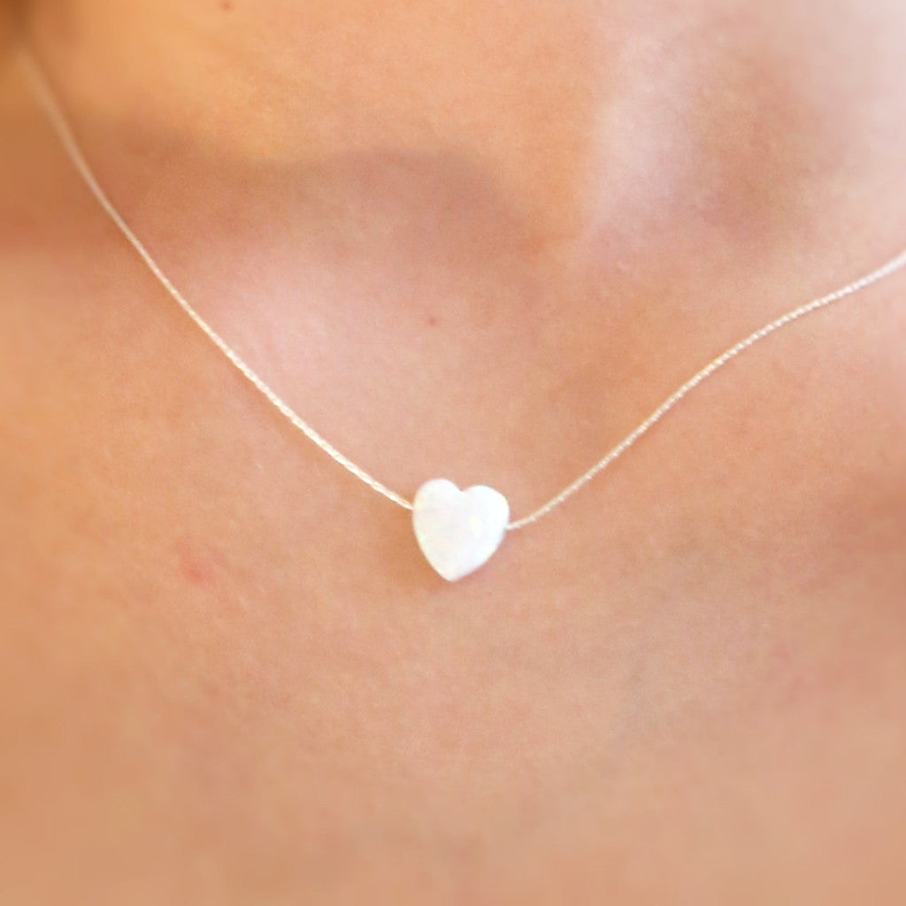 Pink Opal heart necklace