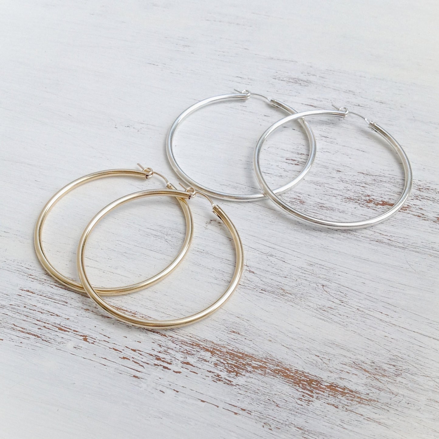 Sterling Silver Large Hoop Earrings