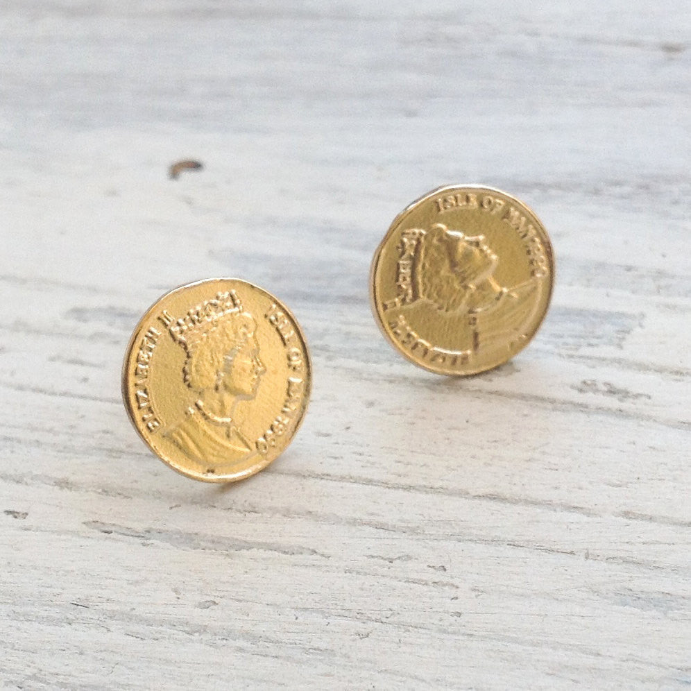 Gold Coin Stud Earrings Gold Earrings Avnis Gold Coin Stud Earrings Gold Earrings Avnis