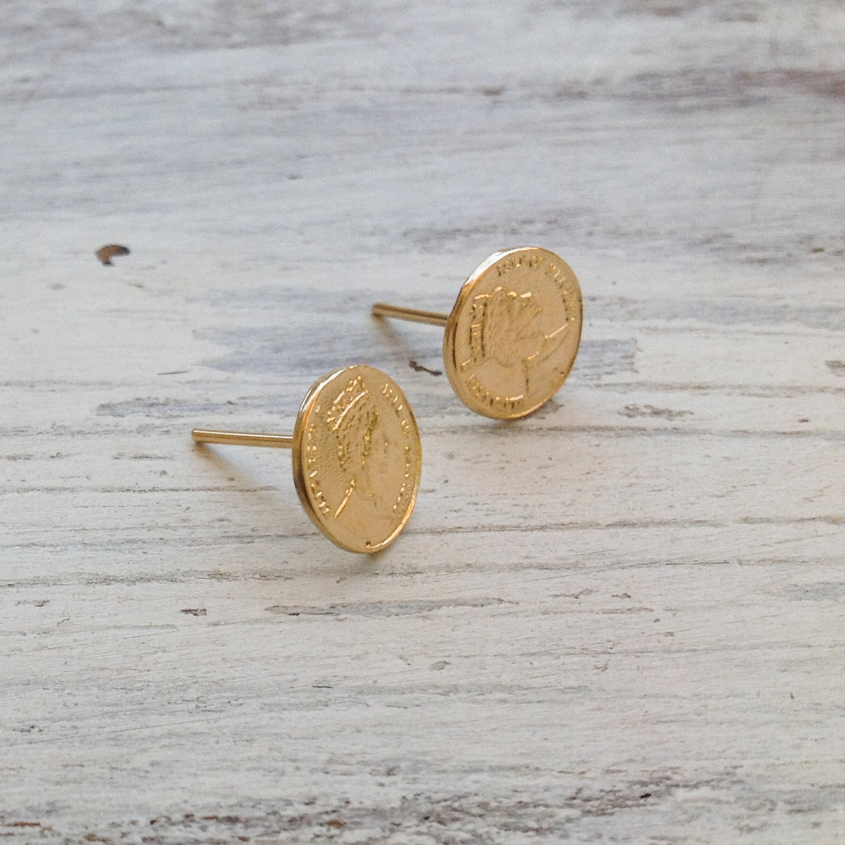 Gold coin Stud Earrings, Gold earrings Avnis