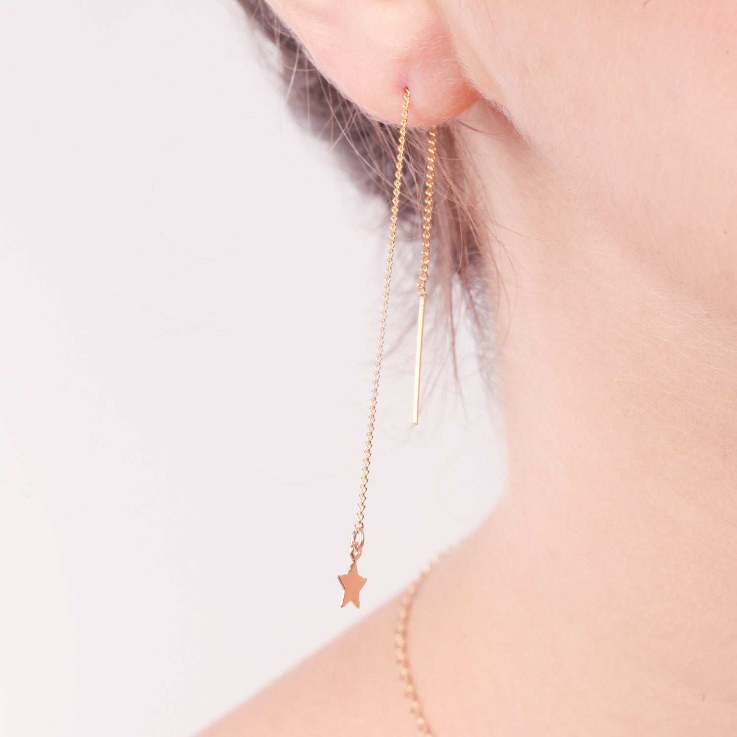Gold filled hanging chain earrings