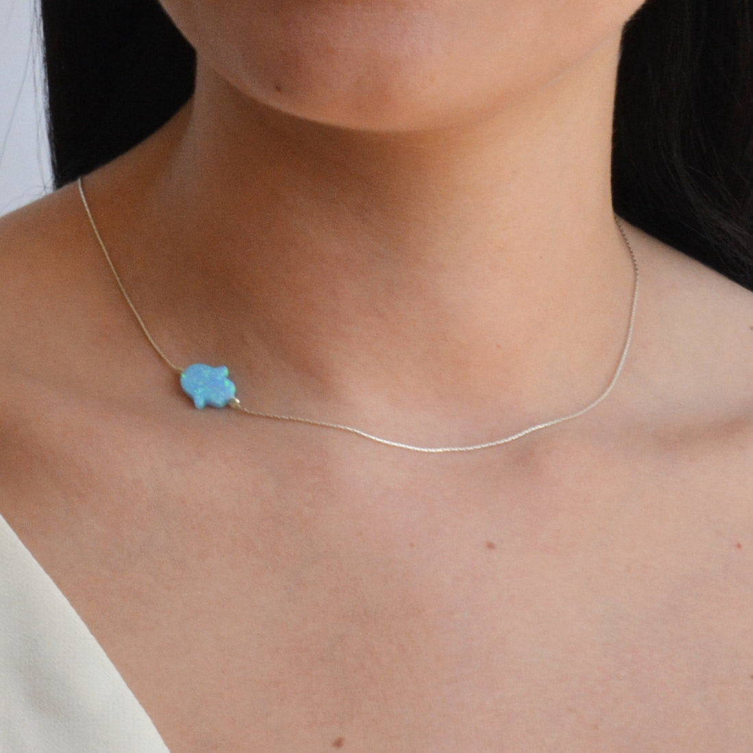 hamsa necklace opal