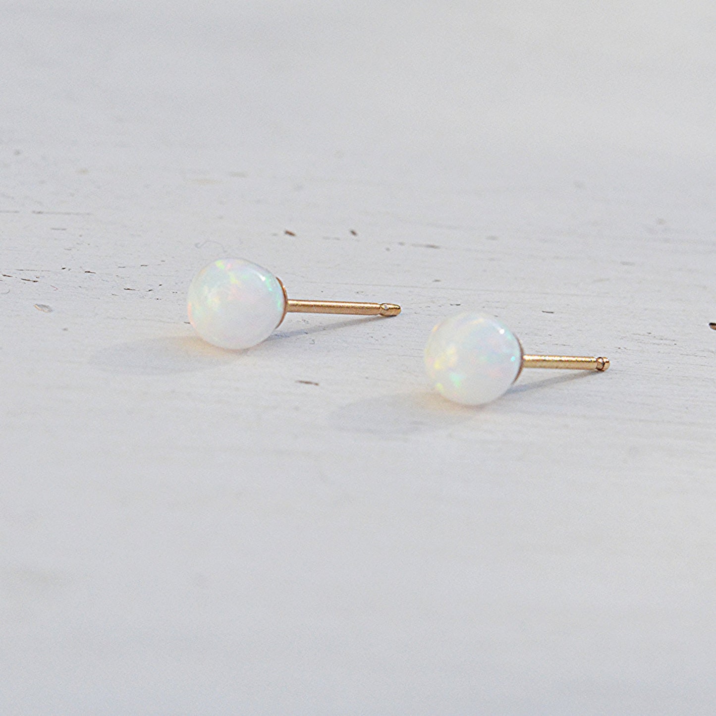 tiny 4mm ball opal studs