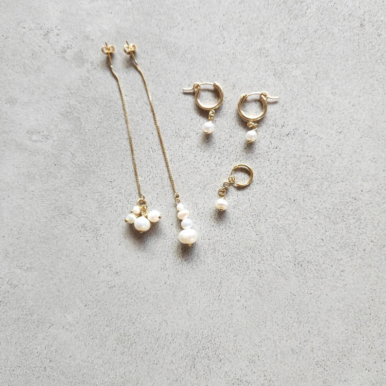 Gold Chain Pearl Earring set