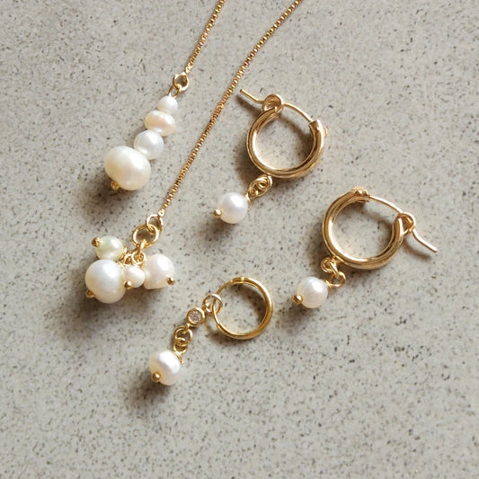 Gold Chain Pearl Earring set