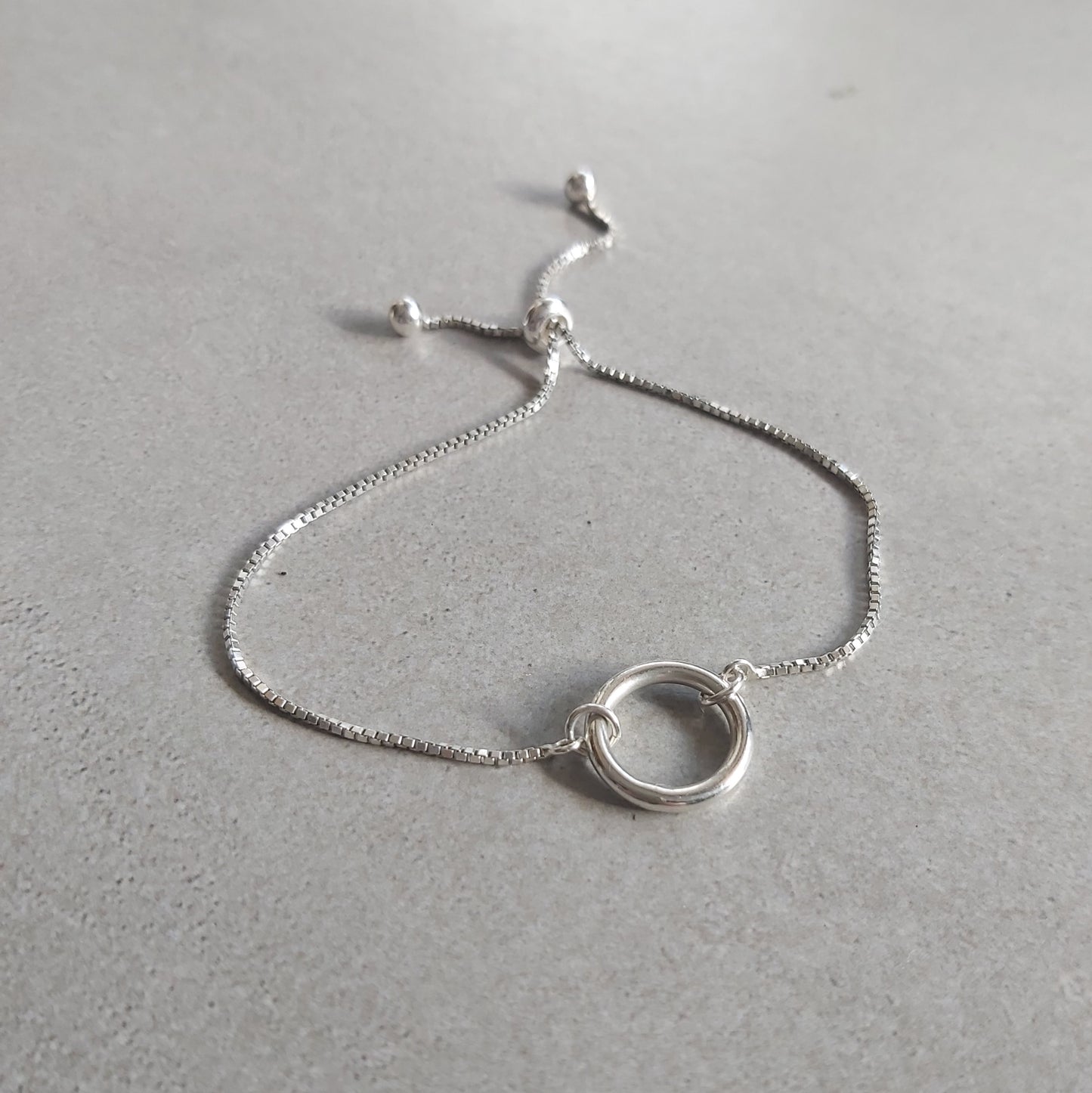 Sterling Silver Circle Adjustable Bracelet