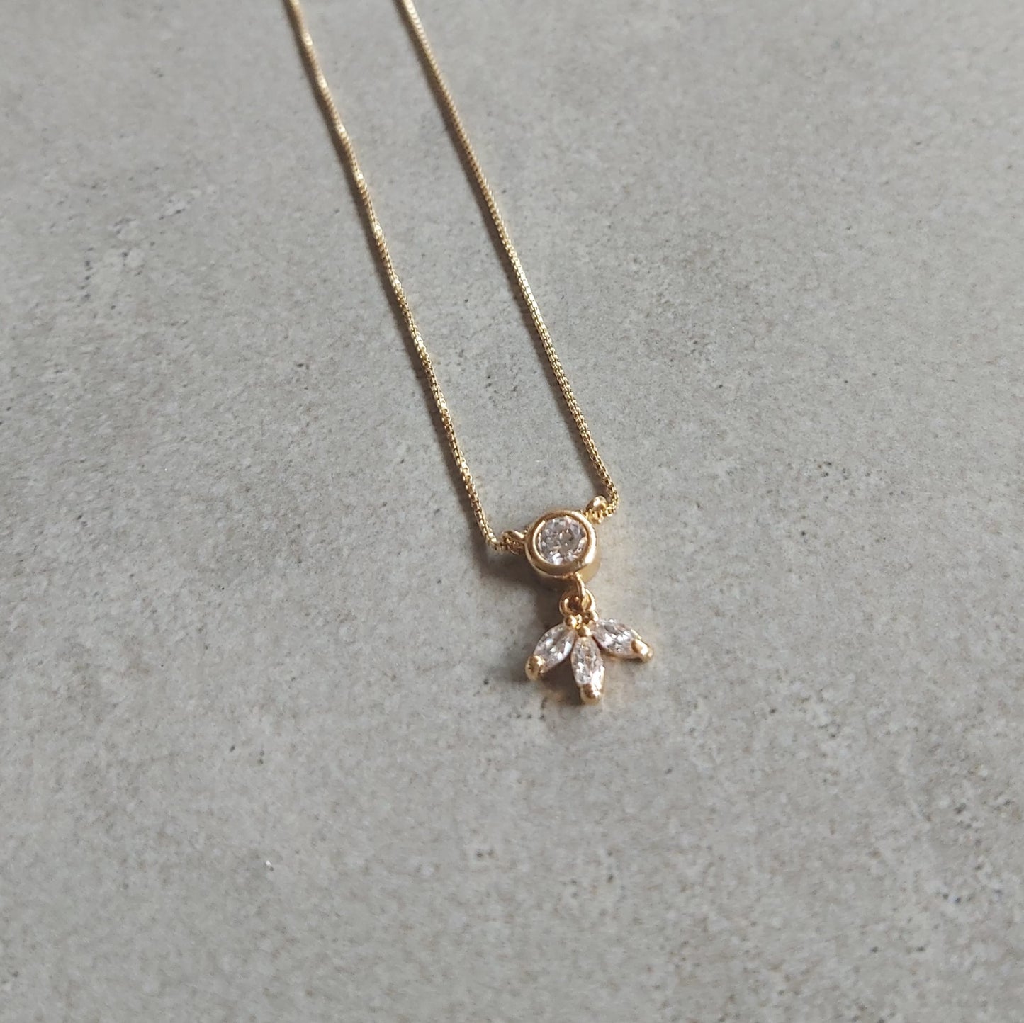 Dainty Solitaire Marquise Diamond Necklace