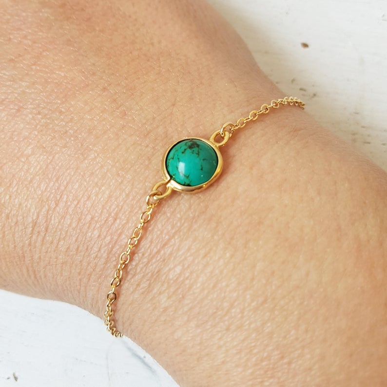 Gold Turquoise Bracelet Birthstone Bracelet For Women
